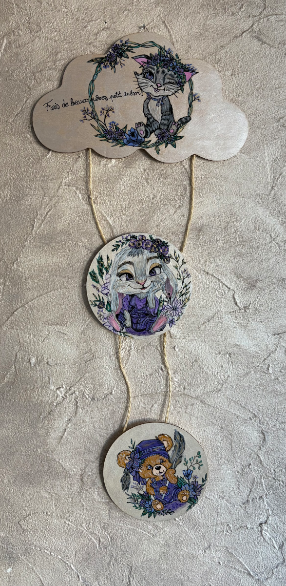 Le chat accompagné de son lapin & son ourson